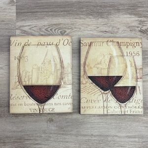 Bed Bath & Beyond 'Les Vins' Stained Glass Wine Glass Wall Art Set of 2 - 8"x10"